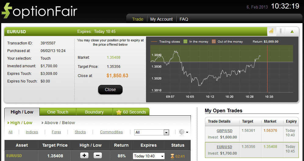 Successful Trade on Feb 6, 2013 eurusd